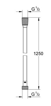 GROHE SILVERFLEX sprchová hadice 1250 mm, hladká, TwistStop, AntiFold, plast, cool sunrise 28362GL1 Technický nákres