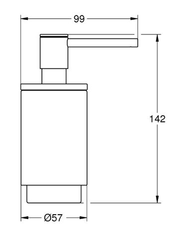 GROHE SELECTION dávkovač tekutého mýdla 130 ml, bez držáku, sklo, kartáčovaný cool sunrise 41028GN0 Technický nákres