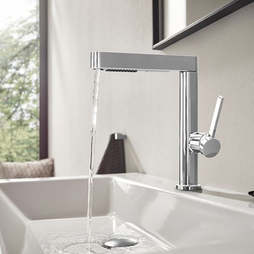 HANSGROHE FINORIS umyvadlová stojánková baterie, s vytahovací sprškou a odtokovou soupravou, EcoSmart, chrom 76063000 Obrázek - fotka