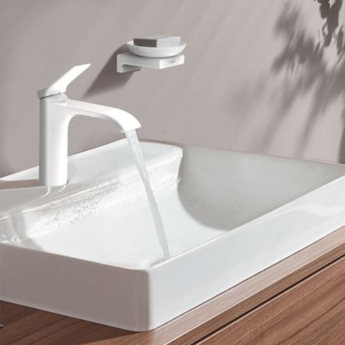 HANSGROHE VIVENIS umyvadlová stojánková baterie, s odtokovou soupravou, EcoSmart, matná bílá 75020700 Obrázek - fotka