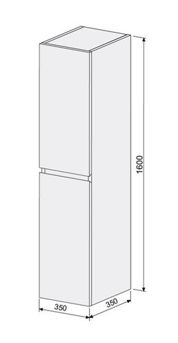 INTEDOOR BARI vysoká skříňka 35x35x160 cm, 2 dvířka, dub anniversary BASV352DLPA02 Technický nákres