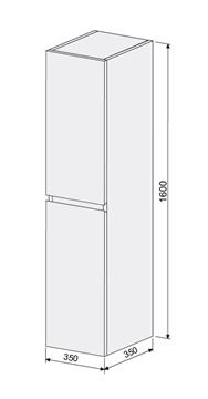 INTEDOOR BARI vysoká skříňka 35x35x160 cm, 2 dvířka, cotto mat BASV352DLPA9556 Technický nákres