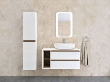 INTEDOOR BARI vysoká skříňka 35x35x160 cm, 2 dvířka, lesklá bílá BASV352DLPA0016/A02 Obrázek - fotka