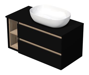 INTEDOOR BARI skříňka pod umyvadlo 100x50x52 cm, 2 zásuvky, 2 police, matná černá