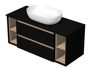 INTEDOOR BARI skříňka pod umyvadlo 120x50x52 cm, 2 zásuvky, 4 police, matná černá