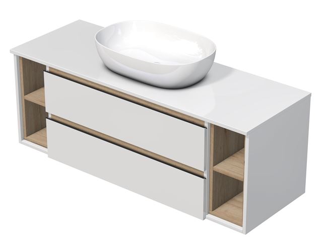 INTEDOOR BARI skříňka pod umyvadlo 140x50x52 cm, 2 zásuvky, 4 police, lesklá bílá BAD1402Z2NA0016/A02 Obrázek - Hlavní obrázek
