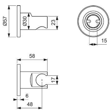 IDEAL STANDARD IDEALRAIN nástěnný držák ruční sprchy, silver BC806SI Technický nákres