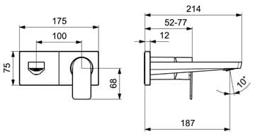 HANSA STELA umyvadlová podomítková baterie, chrom 44902173 Technický nákres