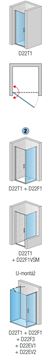 RONAL DIVERA D22T1 sprchové dveře 90x200 cm, lítací, matná černá/sklo čiré D22T1 090 06 07 Technický nákres