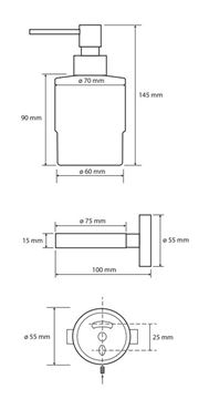 BEMETA AMBER dávkovač tekutého mýdla 200 ml, měděná zlatá 155109102 Technický nákres