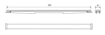 UNIDRAIN HIGHLINE 1920 plný rošt 633 mm PANEL, kartáčovaná nerez ocel 1920.0700 Technický nákres