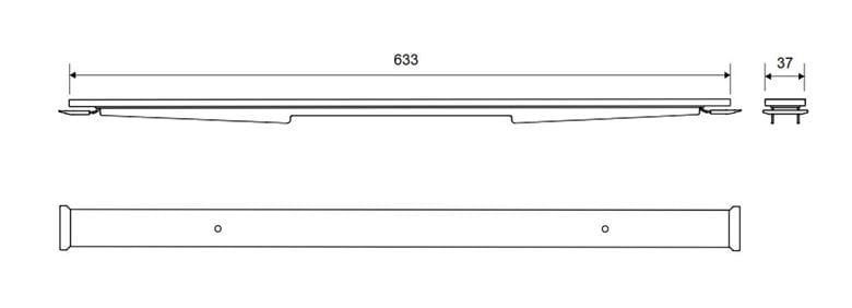 UNIDRAIN HIGHLINE rošt pro vložení dlažby CUSTOM 633 mm, kartáčovaná nerez ocel 1950.0700 Technický nákres