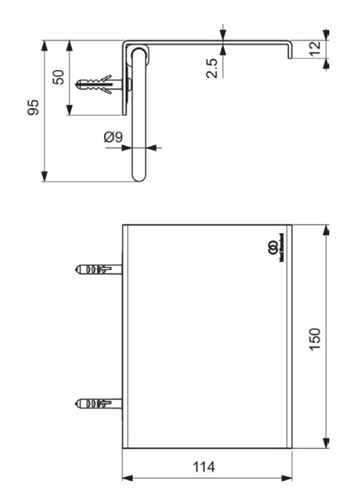 IDEAL STANDARD ALU+ držák toaletního papíru s poličkou, nástěnný, rosé BD592RO Technický nákres