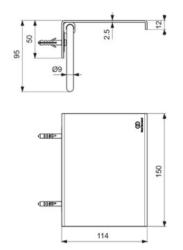 IDEAL STANDARD ALU+ držák toaletního papíru s poličkou, nástěnný, rosé BD592RO Technický nákres