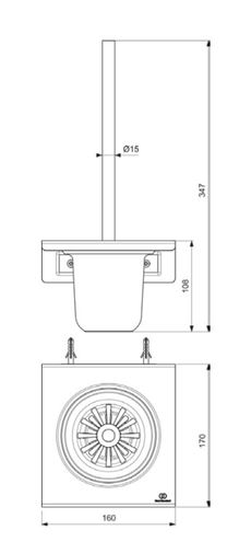IDEAL STANDARD ALU+ WC štětka, nástěnná, sklo, rosé BD593RO Technický nákres