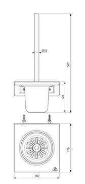 IDEAL STANDARD ALU+ WC štětka, nástěnná, sklo, rosé BD593RO Technický nákres