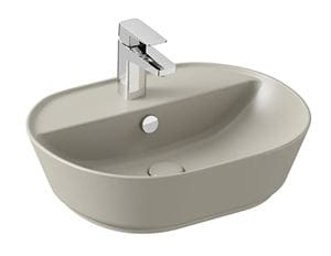 VITRA GEO umyvadlo na desku 55 cm, s otvorem pro baterii a přepadem, VitrAhygiene, matná šedá