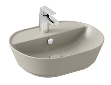 VITRA GEO umyvadlo na desku 55 cm, s otvorem pro baterii a přepadem, VitrAhygiene, matná šedá