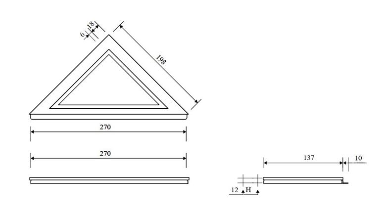 UNIDRAIN HIGHLINE 2911 plný rošt s rámečkem 270x198 mm, kartáčovaná nerez ocel 2911.0210 Technický nákres