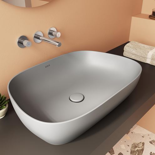 VITRA OUTLINE umyvadlová mísa 61,5 cm, bez přepadu, VitrAhygiene, matná šedá 5993B476-0016 Obrázek - fotka