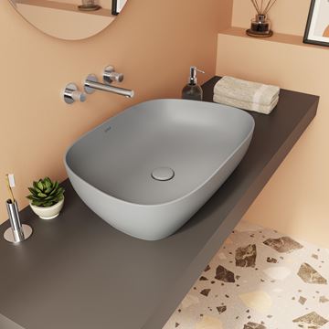VITRA OUTLINE umyvadlová mísa 61,5 cm, bez přepadu, VitrAhygiene, matná šedá 5993B476-0016 Obrázek - fotka