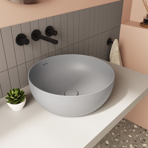 VITRA OUTLINE umyvadlová mísa 40 cm, bez přepadu, VitrAhygiene, matná šedá 5992B476-0016 Obrázek - fotka