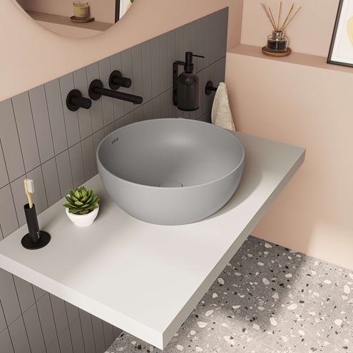 VITRA OUTLINE umyvadlová mísa 40 cm, bez přepadu, VitrAhygiene, matná šedá 5992B476-0016 Obrázek - fotka