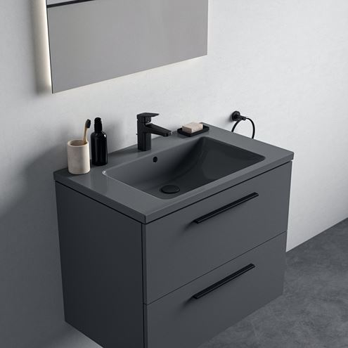 IDEAL STANDARD I.LIFE B umyvadlo 81 cm, s otvorem pro baterii a přepadem, lesklá šedá T460458 Obrázek - fotka