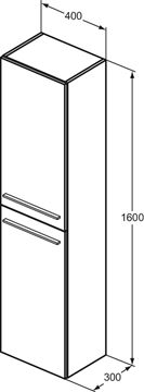 IDEAL STANDARD I.LIFE A vysoká skříňka 40x30x160 cm, 2 dvířka, přírodní dub T5260NX Technický nákres