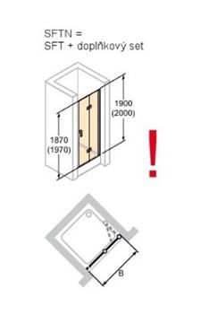 HÜPPE DESIGN PURE sprchové dveře 90x200 cm, skládací, pravé, stříbrná matná/sklo čiré 8P0916.087.322 Technický nákres