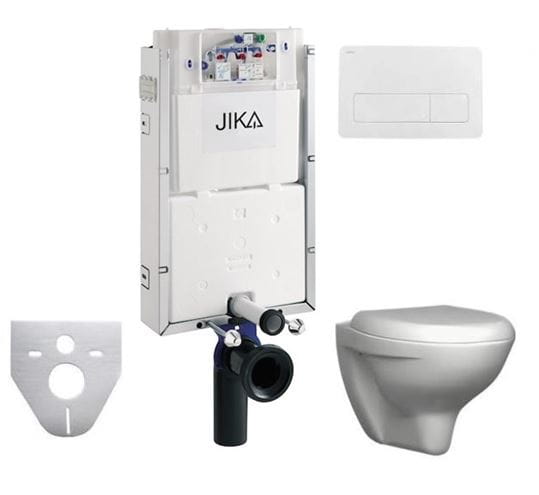 JIKA ENIGMA závěsné WC s montážním prvkem Jika Basic, sedátko, bílé tlačítko PT1.JIKF-KK.W.21 Obrázek - Hlavní obrázek