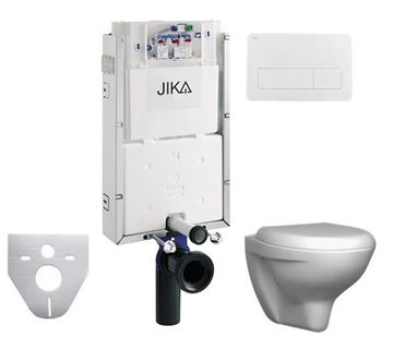 JIKA ENIGMA závěsné WC s montážním prvkem Jika Basic, sedátko, bílé tlačítko