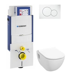 JIKA MIO-N závěsné WC s montážním prvkem KOMBIFIX, Rimless splachování, sedátko, bílé tlačítko