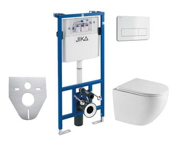 BASIC PRO závěsné WC s montážním prvkem Jika modul,  Tornado Flush splachování, SoftClose sedátko, bílé tlačítko