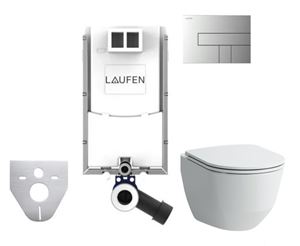 LAUFEN PRO závěsné WC s montážním prvkem Laufen Ineo TW102, Rimless splachování, SoftClose sedátko, chromové tlačítko