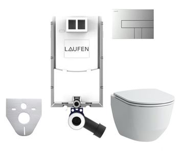 LAUFEN PRO závěsné WC s montážním prvkem Laufen Ineo TW102, Rimless splachování, SoftClose sedátko, chromové tlačítko