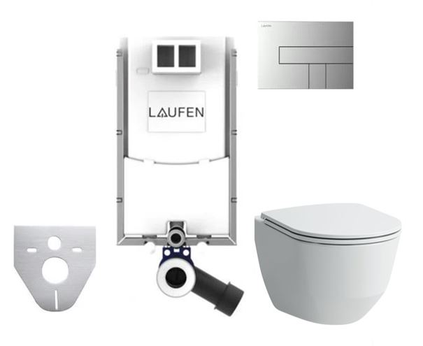 LAUFEN PRO závěsné WC s montážním prvkem Laufen Ineo TW102, Rimless splachování, SoftClose sedátko, chromové tlačítko PT2.LAKF-RSC.CR.38 Obrázek - Hlavní obrázek
