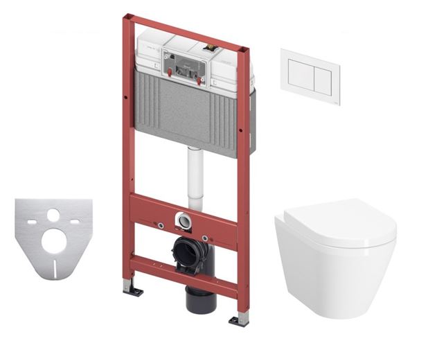 VITRA INTEGRA závěsné WC s montážním prvkem TECEbase, Rim-ex splachování, SoftClose sedátko, bílé tlačítko  PT2.TEDF-RSC.W.35 Obrázek - Hlavní obrázek