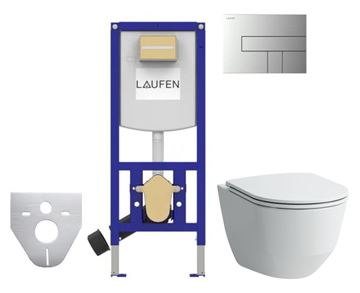 LAUFEN PRO závěsné WC s montážním prvkem Laufen Ineo CW102, Rimless splachování, SoftClose sedátko, chromové tlačítko