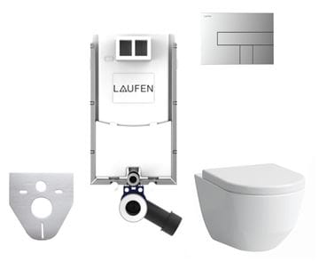 LAUFEN PRO závěsné WC s montážním prvkem Laufen Ineo TW102, SoftClose sedátko, chromové tlačítko