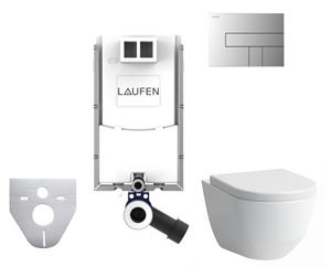 LAUFEN PRO závěsné WC s montážním prvkem Laufen Ineo TW102, SoftClose sedátko, chromové tlačítko
