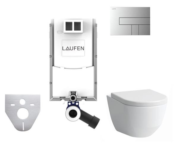 LAUFEN PRO závěsné WC s montážním prvkem Laufen Ineo TW102, SoftClose sedátko, chromové tlačítko PT2.LAKF-SC.CR.36 Obrázek - Hlavní obrázek