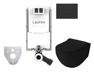 ARTCERAM FILE 2.0 závěsné WC s montážním prvkem Laufen Ineo TW102, Rimless splachování, SoftClose sedátko, černé tlačítko