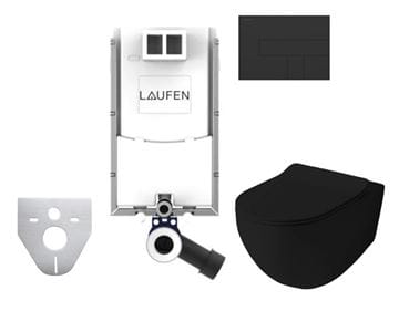ARTCERAM FILE 2.0 závěsné WC s montážním prvkem Laufen Ineo TW102, Rimless splachování, SoftClose sedátko, černé tlačítko