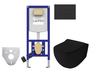 ARTCERAM FILE 2.0 závěsné WC s montážním prvkem Laufen Ineo TW102, Rimless splachování, SoftClose sedátko, černé tlačítko