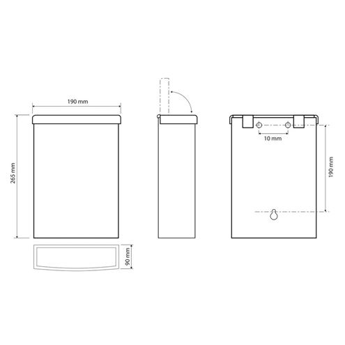 BEMETA odpadkový koš 5 l, závěsný 105115055 Technický nákres