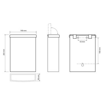 BEMETA odpadkový koš 5 l, závěsný 105115055 Technický nákres