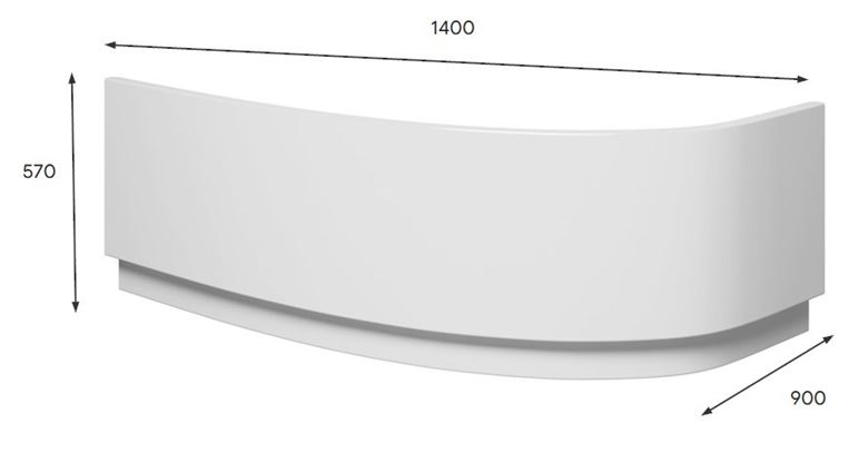 RIHO ARYL140 R čelní panel k vaně 140x57 cm, pravý 209269 Technický nákres