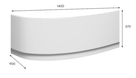 RIHO ARYL 140 L čelní panel k vaně 140x57 cm, levý  209270 Technický nákres