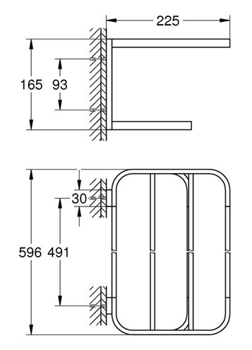GROHE SELECTION držák ručníků 596 mm, supersteel 41066DC0 Technický nákres